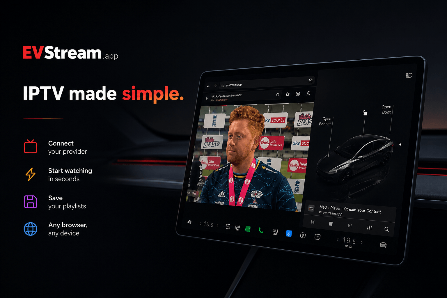 EVStream IPTV simple connection interface