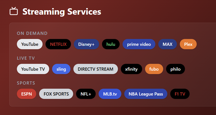 Streaming services in EVStream App Store